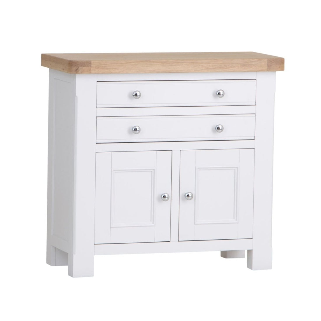 Dorset White Painted Oak 2 Door Small Sideboard - The Furniture Warehouse
