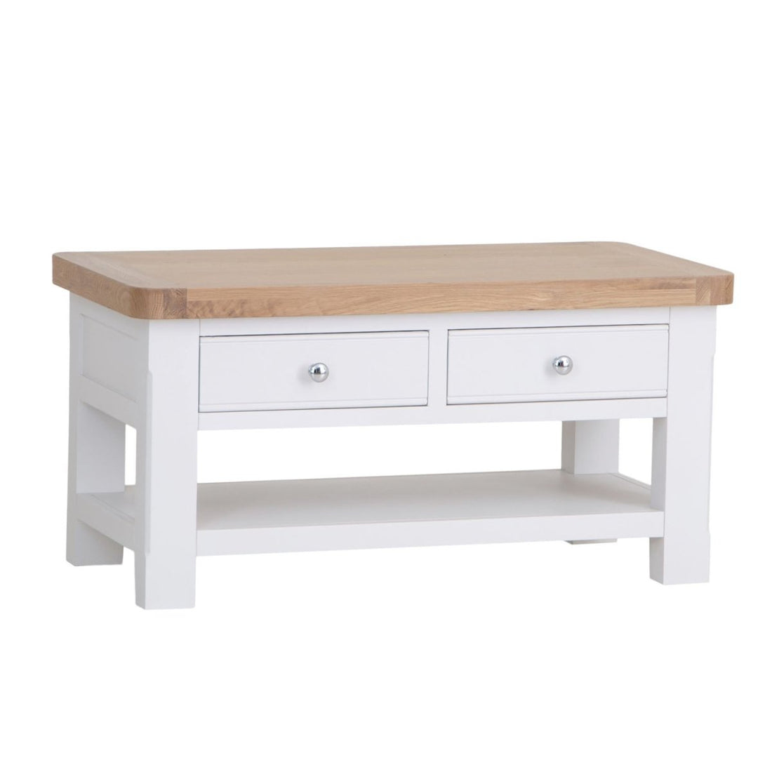 Dorset White Painted Oak Coffee Table with Drawer - The Furniture Warehouse