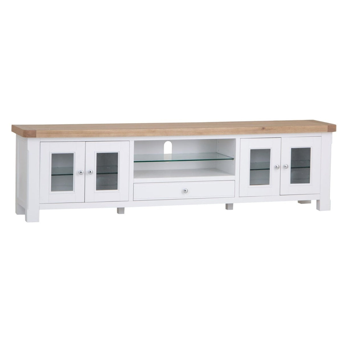 Dorset White Painted Oak Extra Large TV Unit - The Furniture Warehouse
