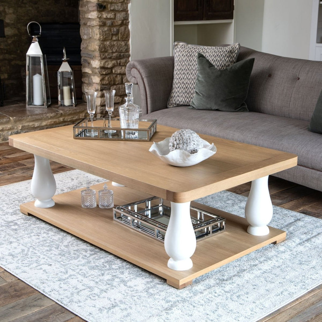 Dorset White Painted Oak Large Coffee Table - The Furniture Warehouse