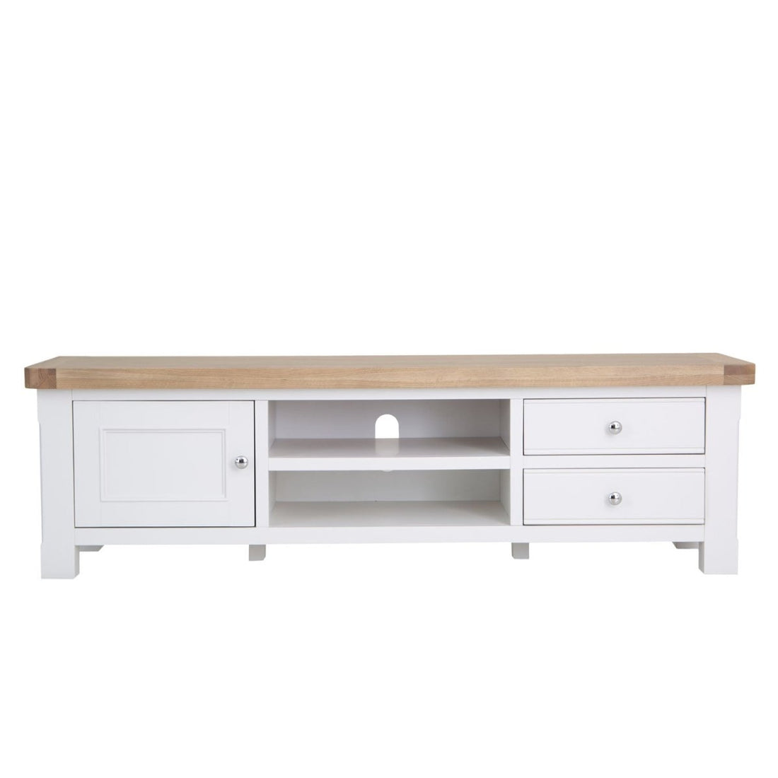 Dorset White Painted Oak Large TV Unit - The Furniture Warehouse