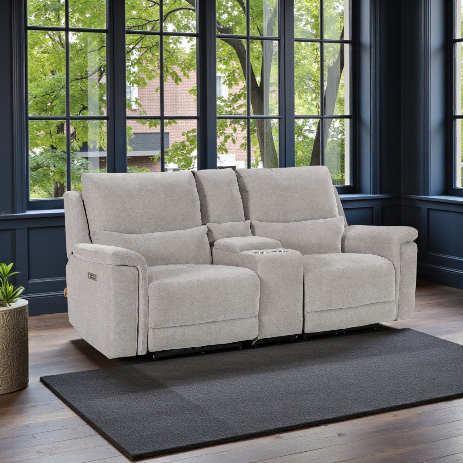 Berlin Grey 2 Seater Sofa with Console