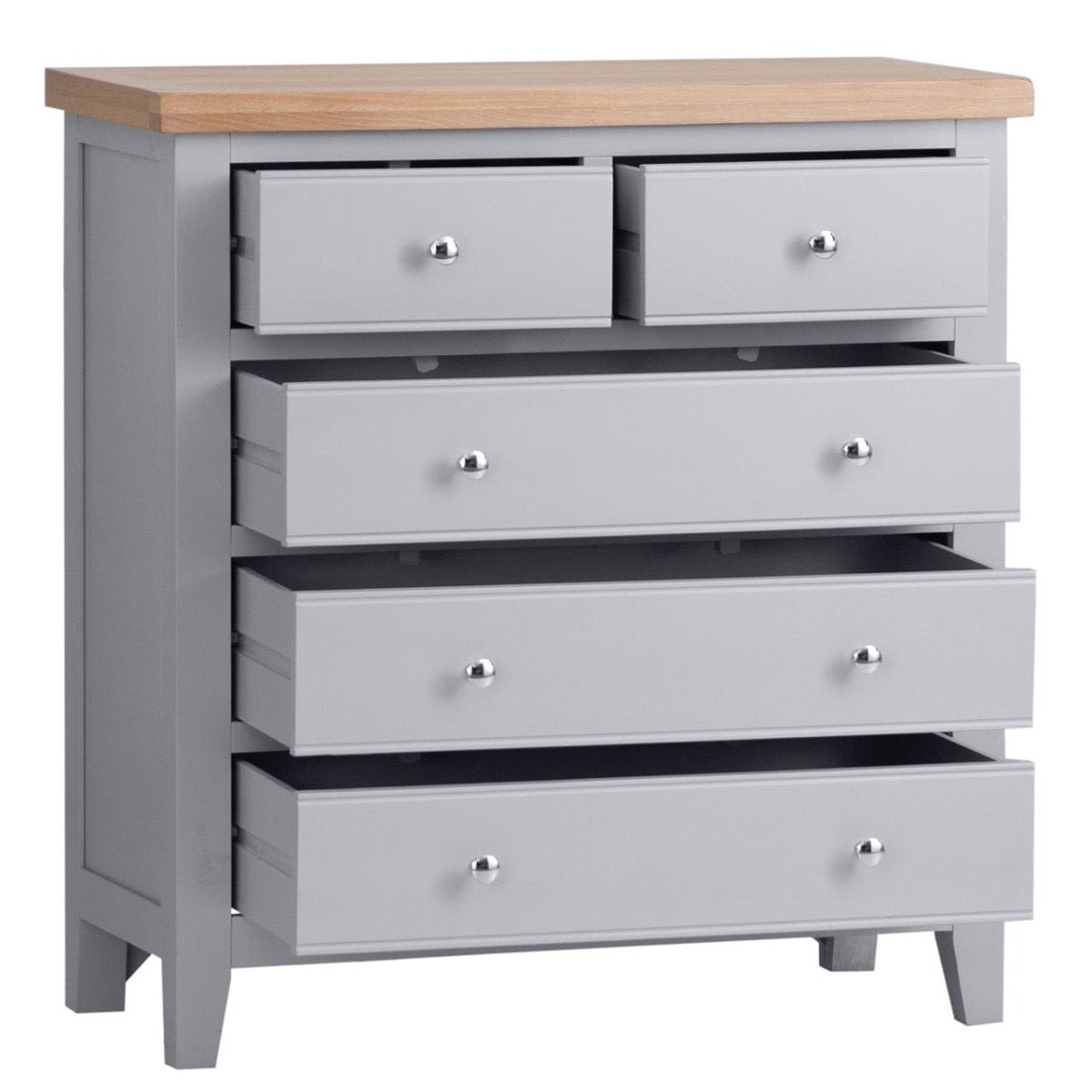 Eaton Grey Painted Oak 2 Over 3 Chest - The Furniture Warehouse