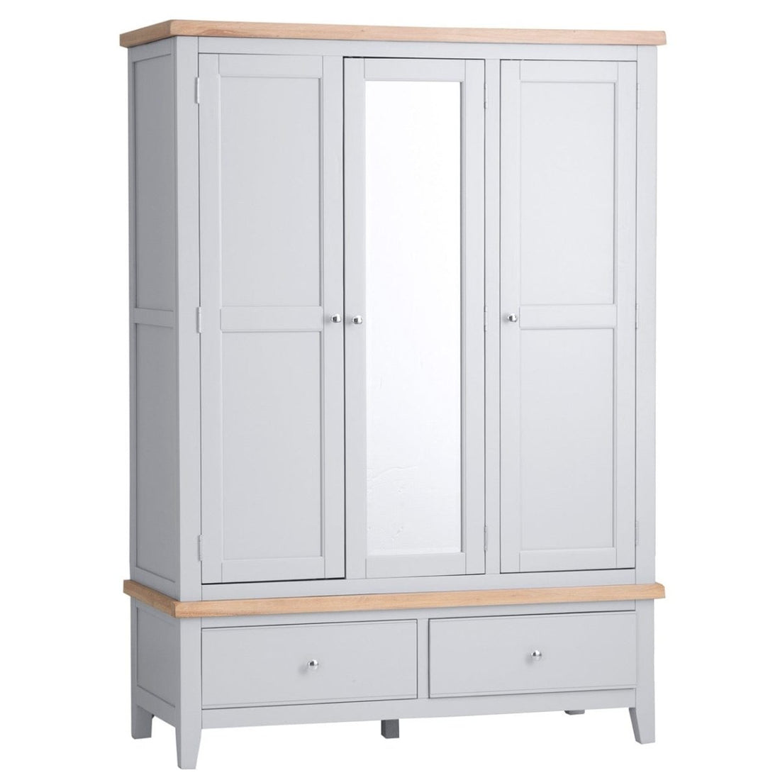 Eaton Grey Painted Oak 3 Door Wardrobe - The Furniture Warehouse