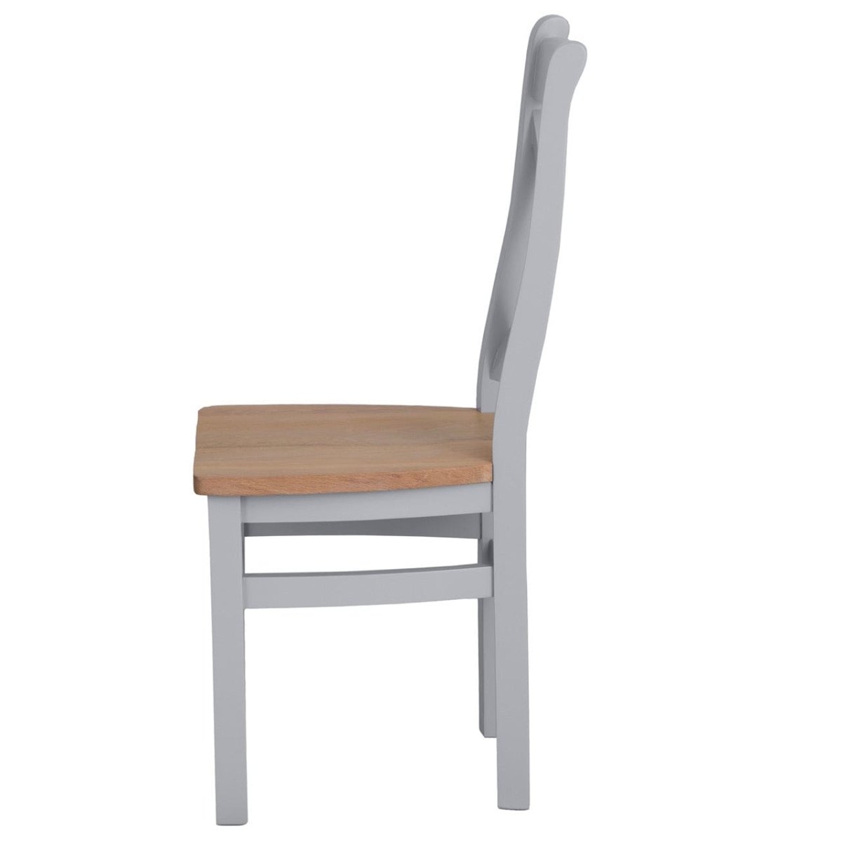 Eaton Grey Painted Oak Cross Back Dining Chair Wooden Seat - The Furniture Warehouse