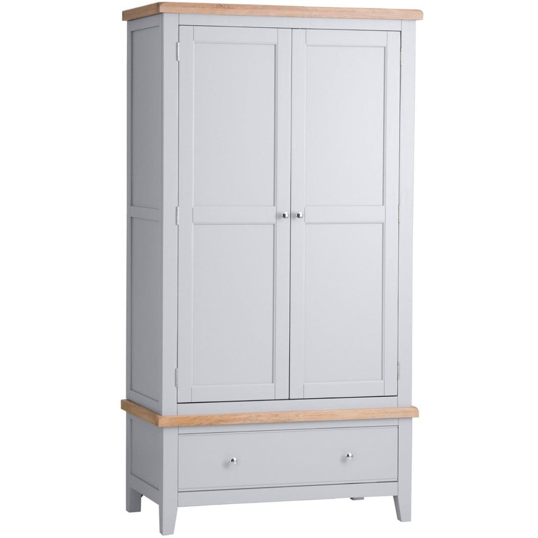 Eaton Grey Painted Oak Double Wardrobe - The Furniture Warehouse