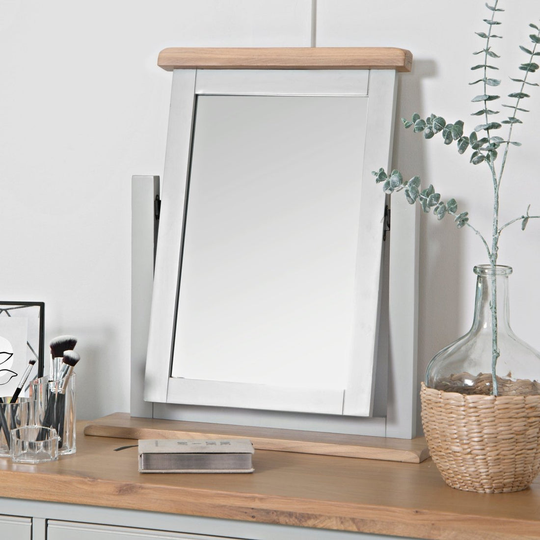 Eaton Grey Painted Oak Dressing Table Mirror - The Furniture Warehouse