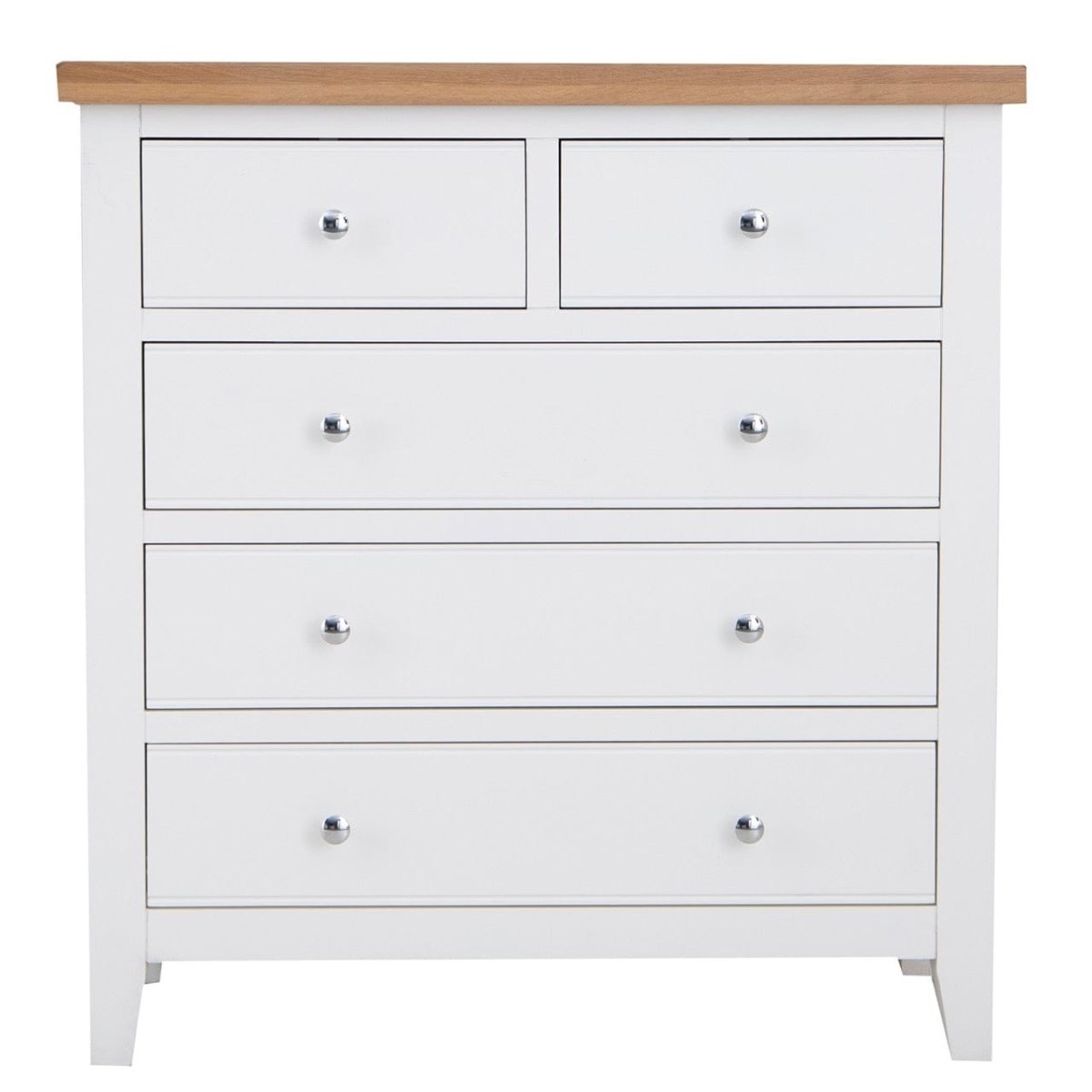 Eaton White Painted Oak 2 Over 3 Chest - The Furniture Warehouse