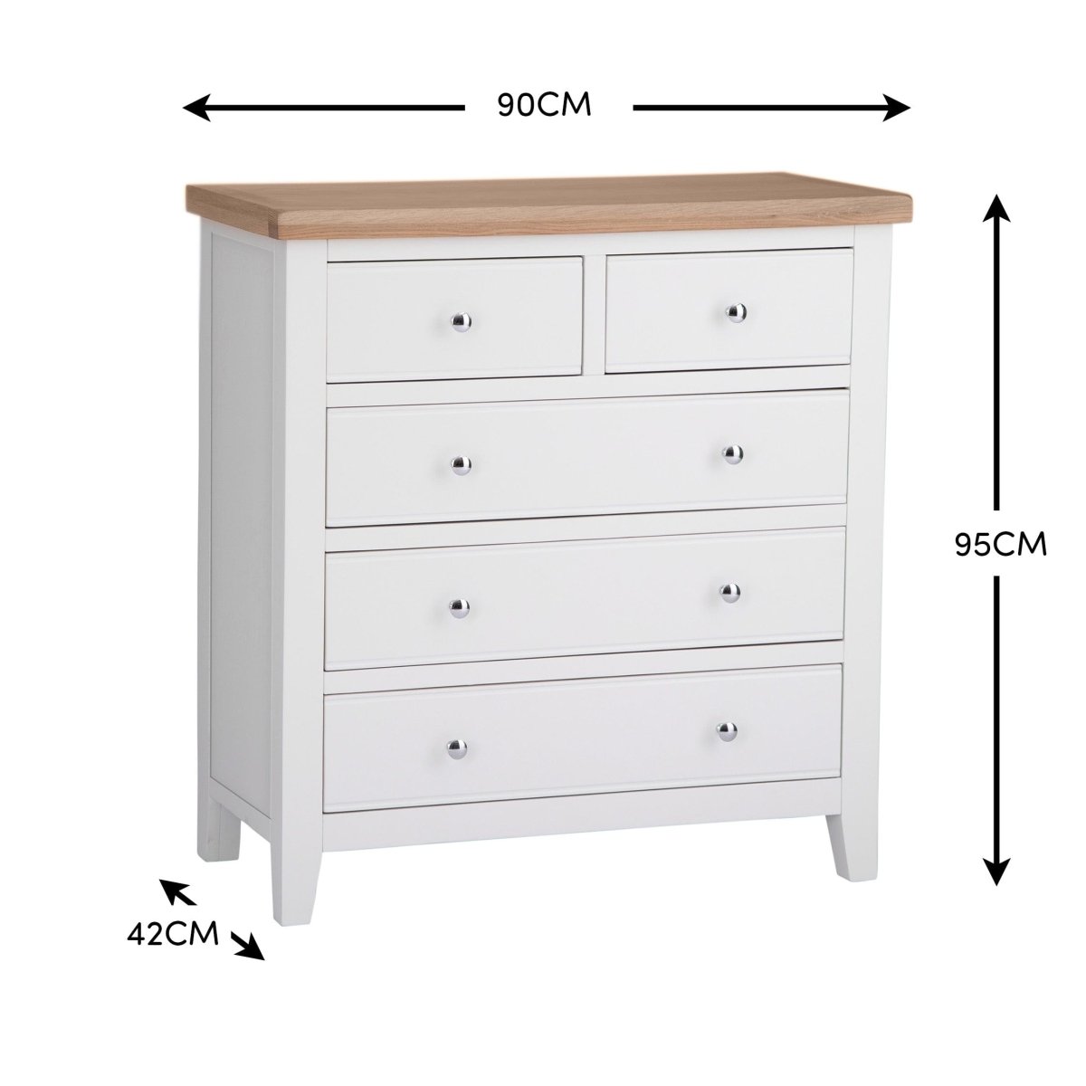 Eaton White Painted Oak 2 Over 3 Chest - The Furniture Warehouse