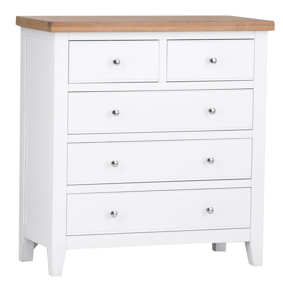Eaton White Painted Oak 2 Over 3 Chest - The Furniture Warehouse