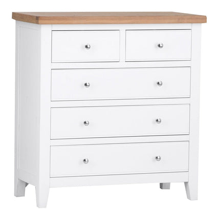 Eaton White Painted Oak 2 Over 3 Chest - The Furniture Warehouse
