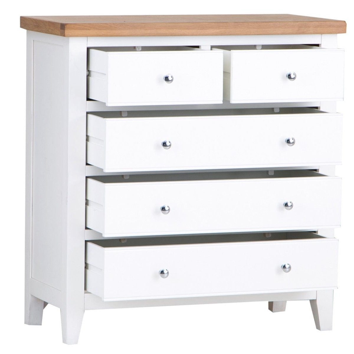 Eaton White Painted Oak 2 Over 3 Chest - The Furniture Warehouse