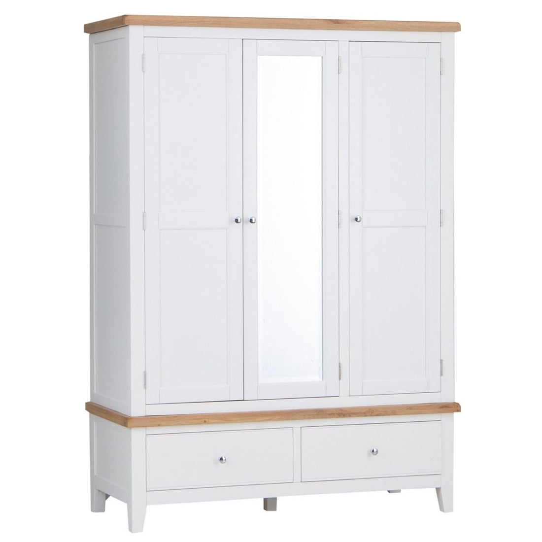 Eaton White Painted Oak 3 Door Wardrobe - The Furniture Warehouse