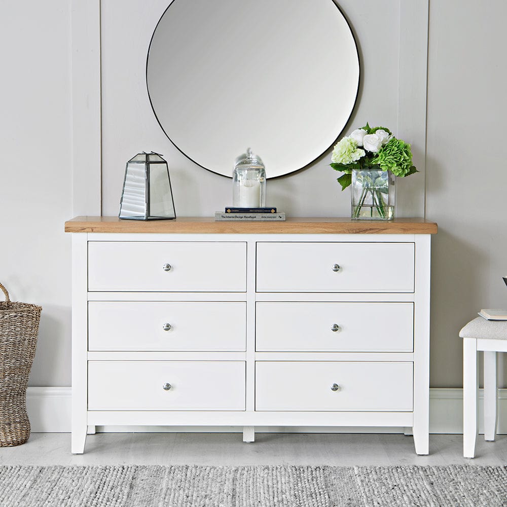 Eaton White Painted Oak 6 Drawer Chest - The Furniture Warehouse