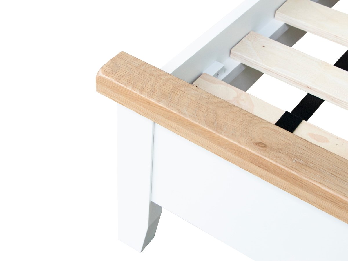 Eaton White Painted Oak Double Bed Frame - The Furniture Warehouse