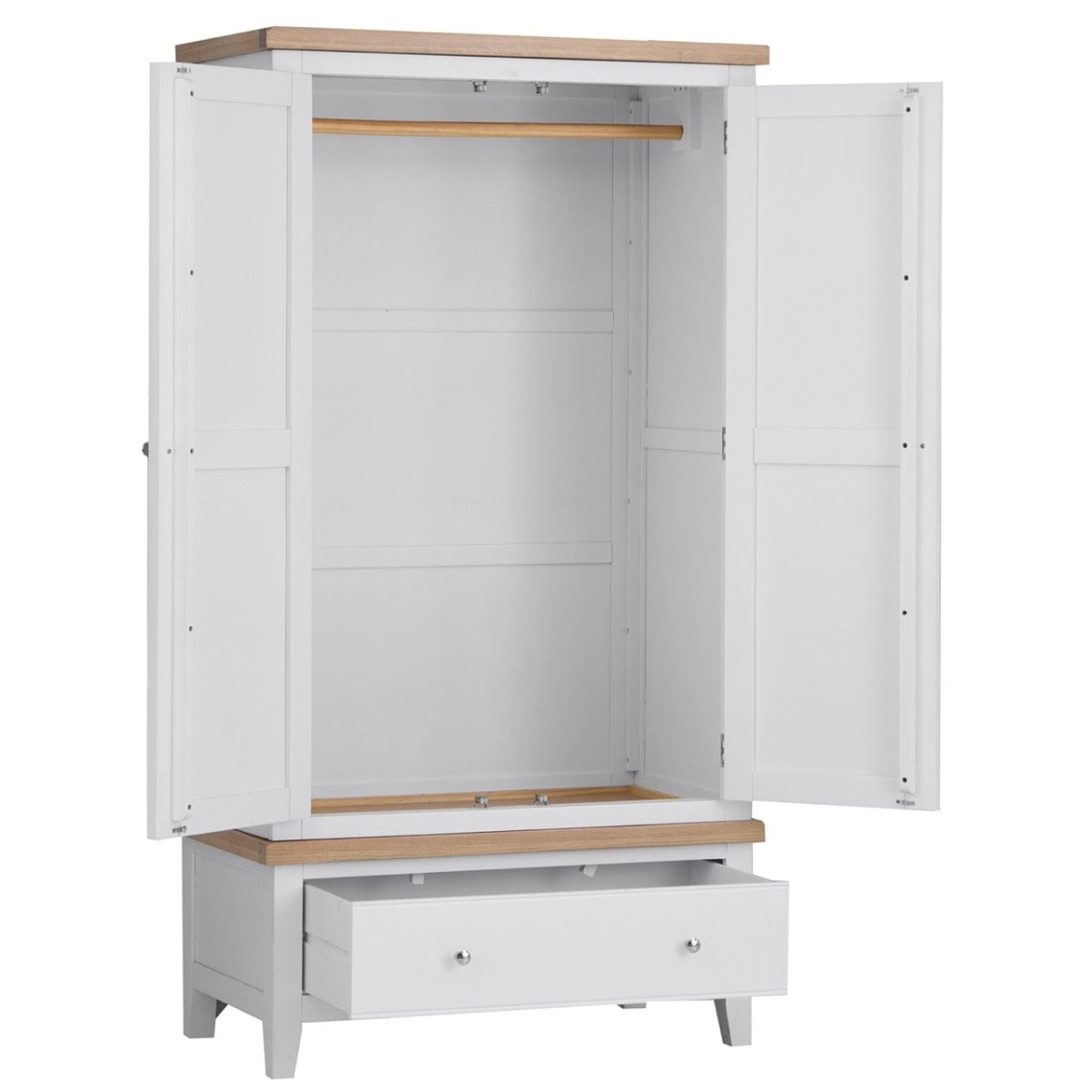 Eaton White Painted Oak Double Wardrobe - The Furniture Warehouse