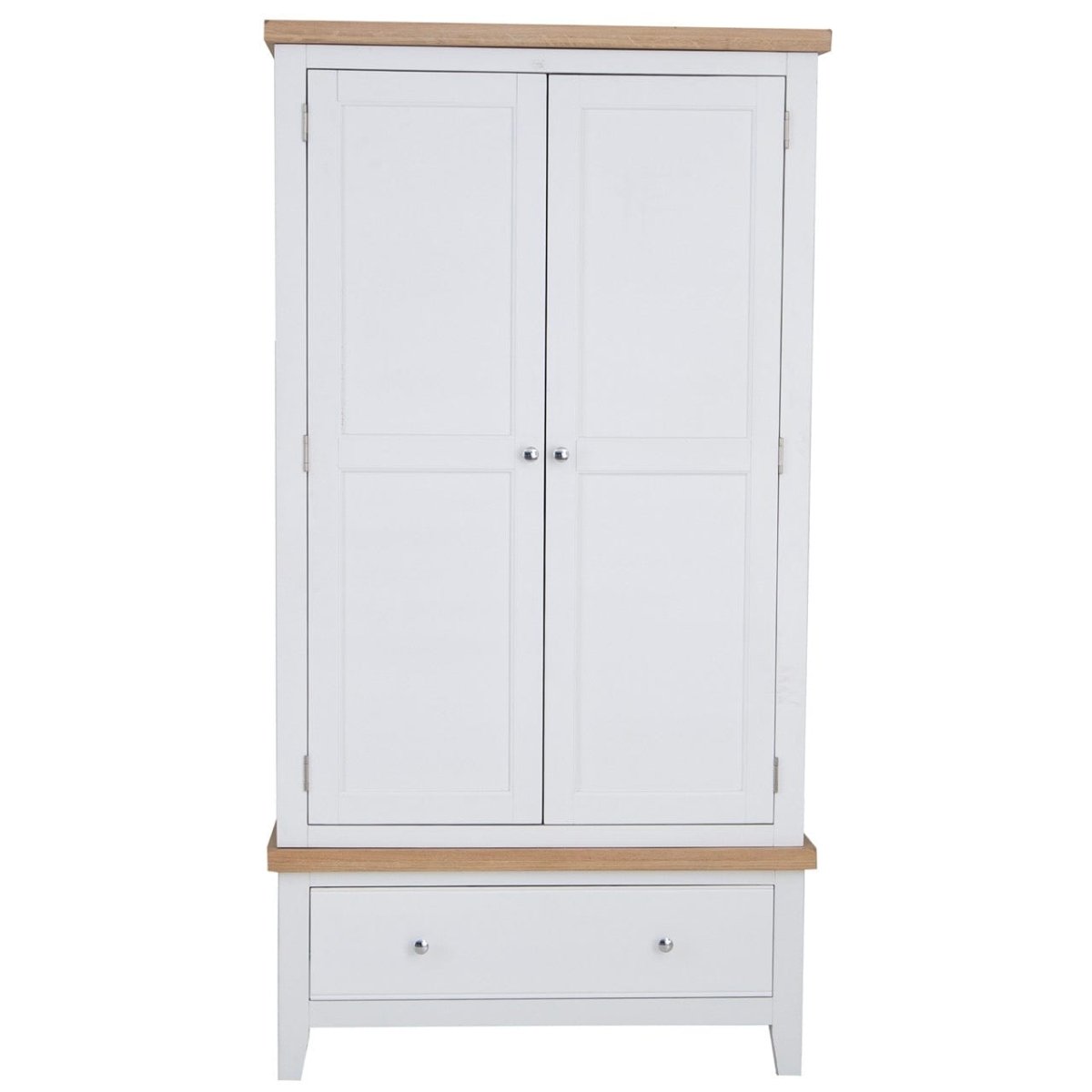 Eaton White Painted Oak Double Wardrobe - The Furniture Warehouse