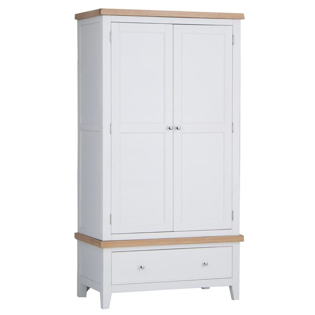 Eaton White Painted Oak Double Wardrobe - The Furniture Warehouse