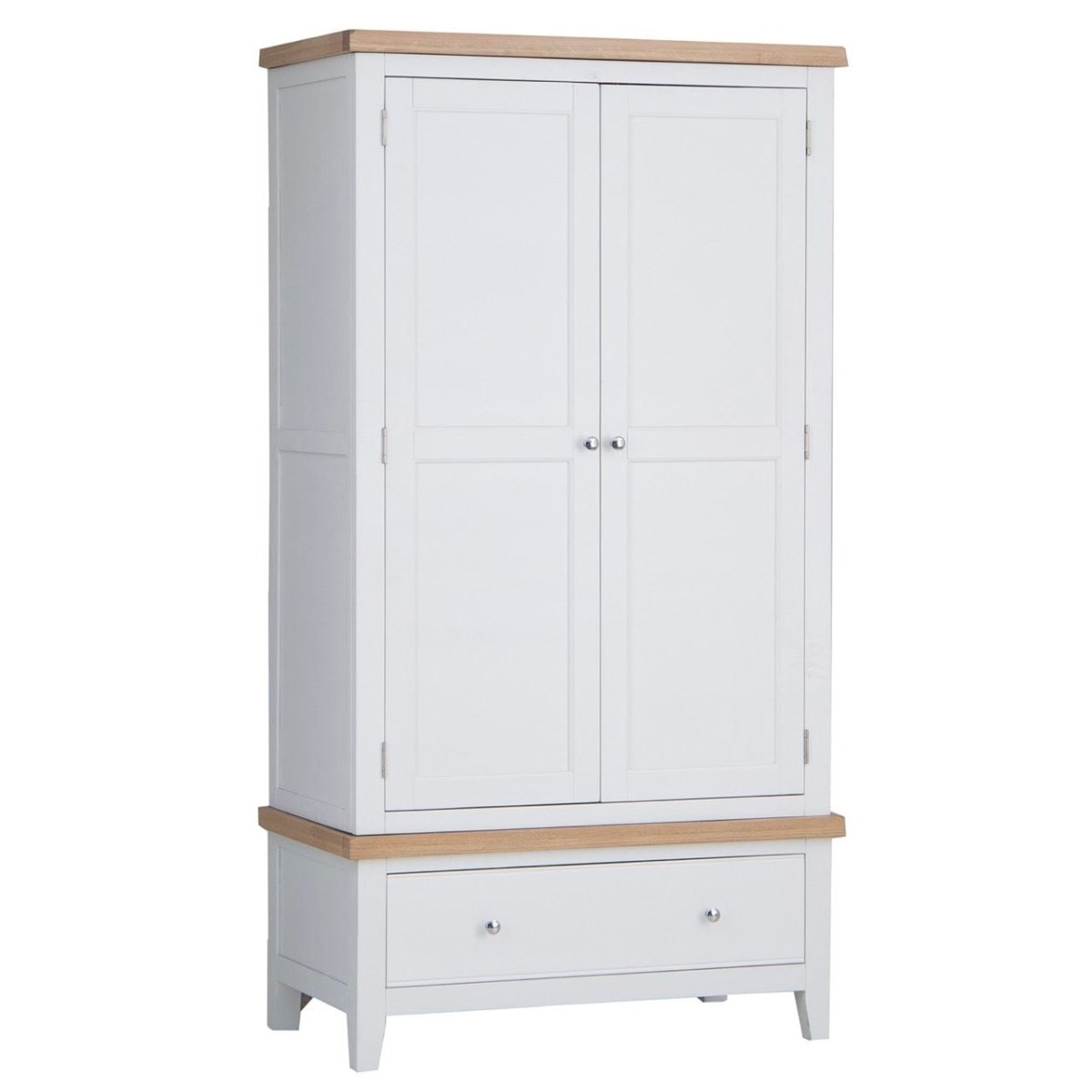 Eaton White Painted Oak Double Wardrobe - The Furniture Warehouse