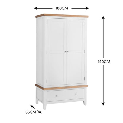 Eaton White Painted Oak Double Wardrobe - The Furniture Warehouse