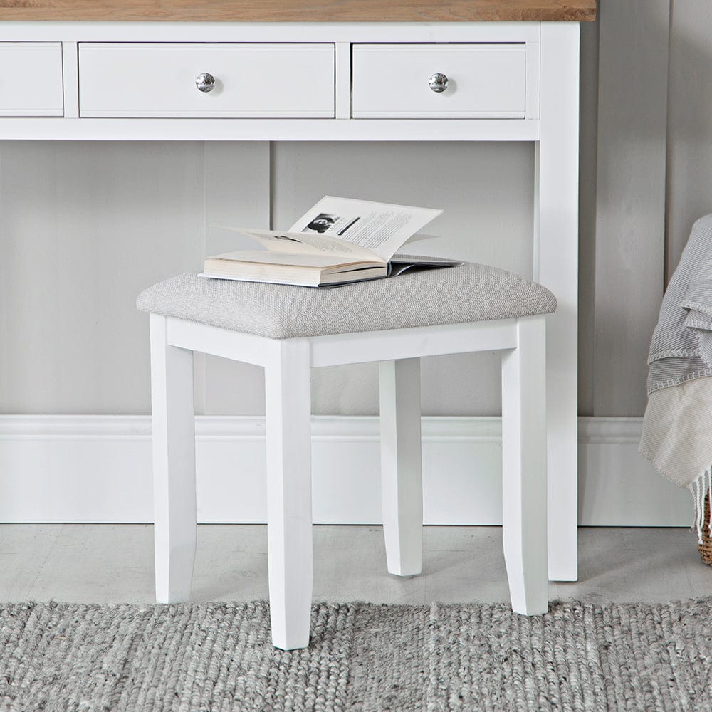 Eaton White Painted Oak Dressing Stool - The Furniture Warehouse