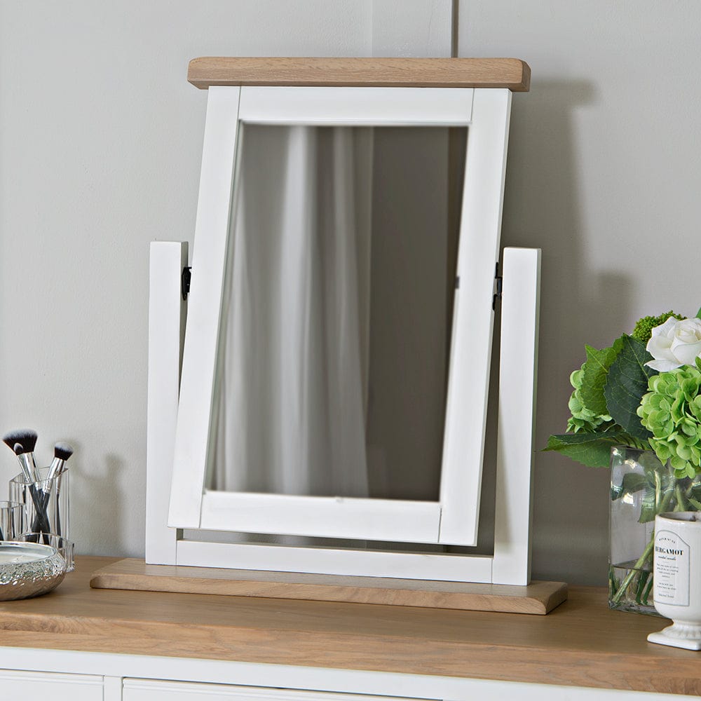 Eaton White Painted Oak Dressing Table Mirror - The Furniture Warehouse