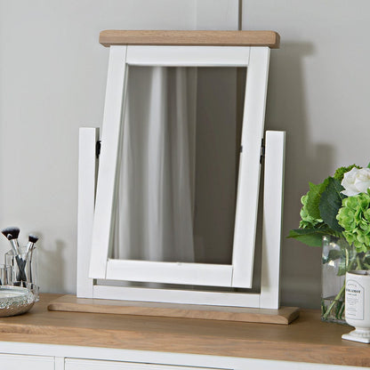 Eaton White Painted Oak Dressing Table Mirror - The Furniture Warehouse