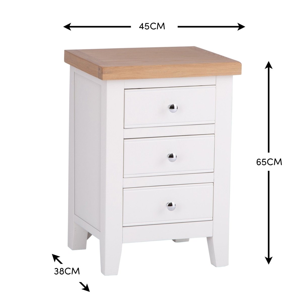 Eaton White Painted Oak Large Bedside Table - The Furniture Warehouse