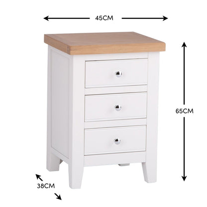 Eaton White Painted Oak Large Bedside Table - The Furniture Warehouse