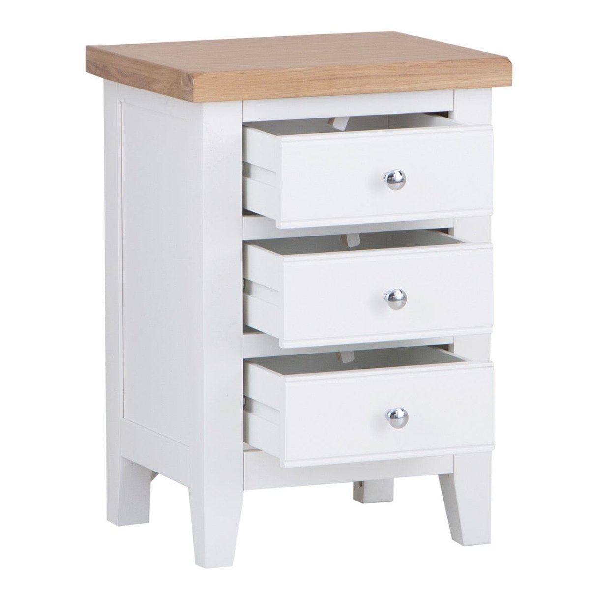 Eaton White Painted Oak Large Bedside Table - The Furniture Warehouse