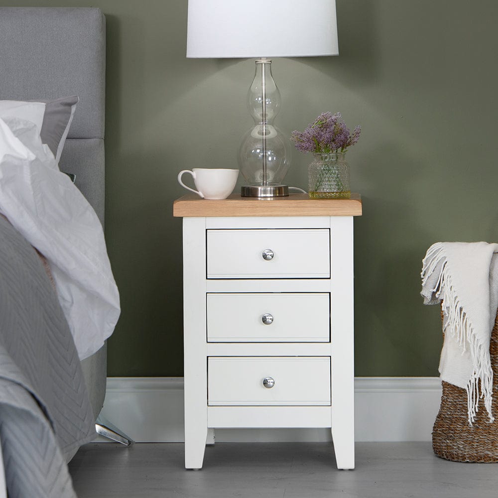 Eaton White Painted Oak Large Bedside Table - The Furniture Warehouse