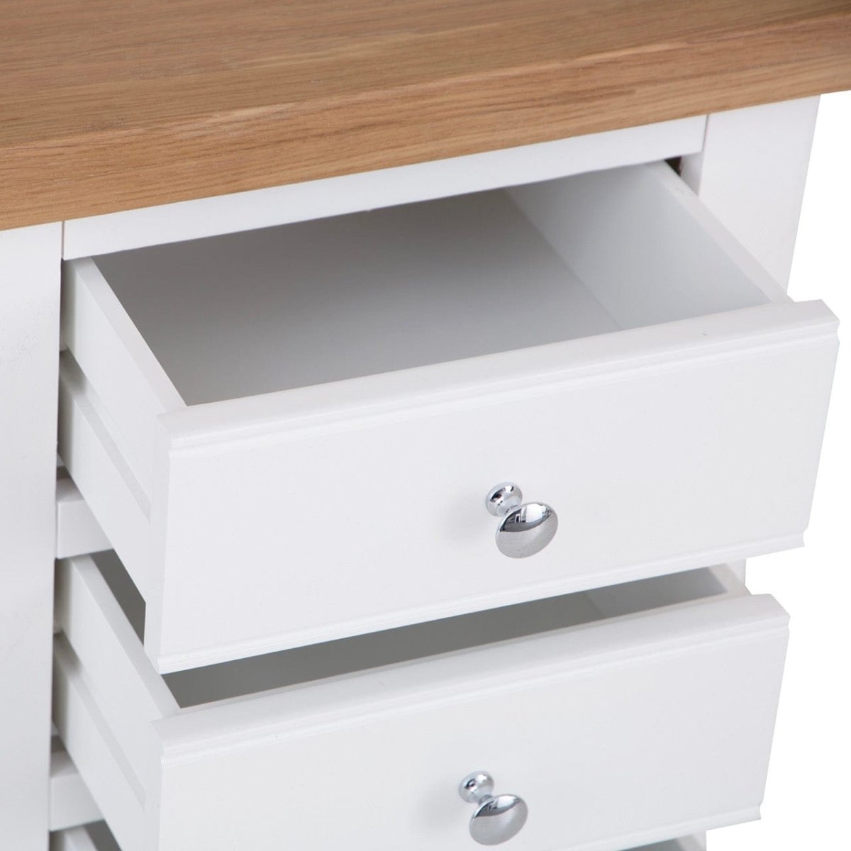 Eaton White Painted Oak Large Bedside Table - The Furniture Warehouse