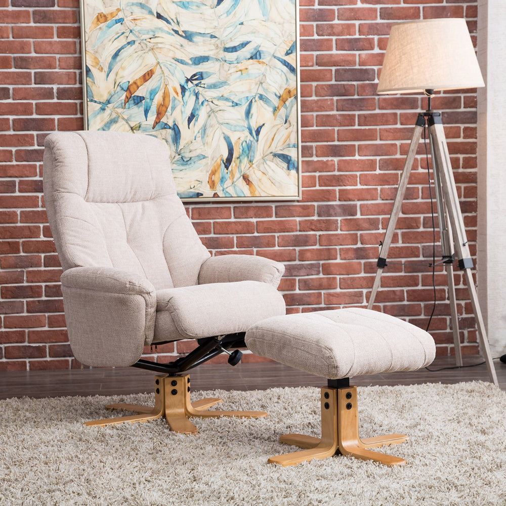 Dubai Swivel Recliner &amp; Footstool - Lisbon Wheat