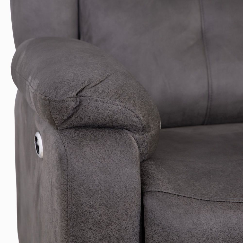 Rome Steel Power Recliner 3 Seater Sofa with Console