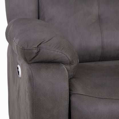 Rome Steel Power Recliner 3 Seater Sofa with Console