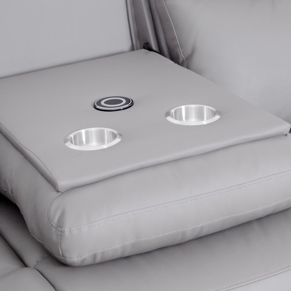 Florence Pearl Grey Power Recliner 3 Seater Sofa with Console - The Furniture Warehouse