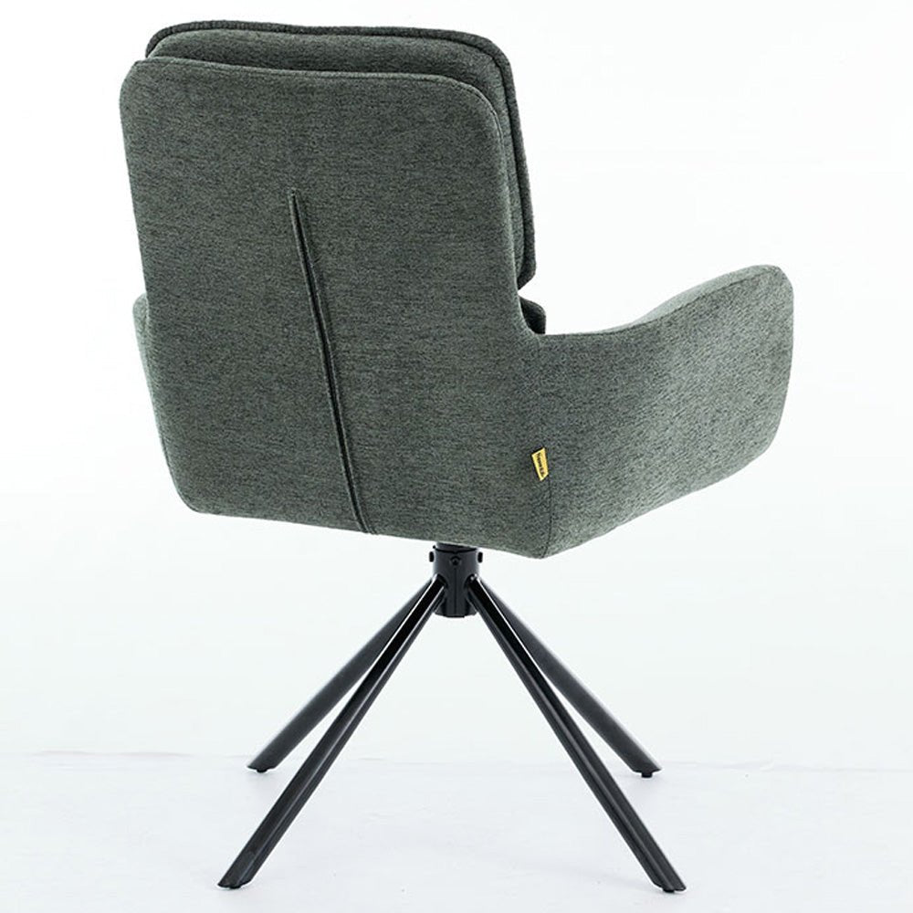 Forest Green Luxe Panel Stitch Swivel Chair with Metal Legs - The Furniture Warehouse