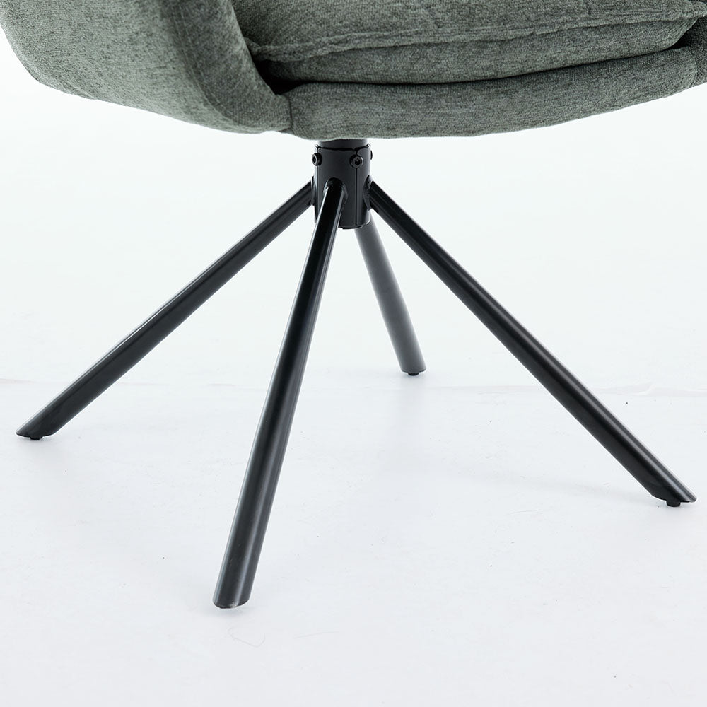 Forest Green Luxe Panel Stitch Swivel Chair with Metal Legs - The Furniture Warehouse