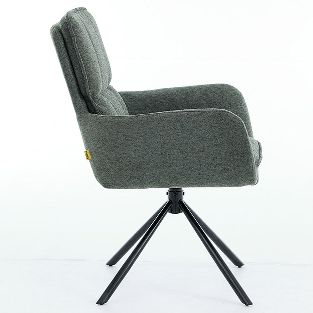 Forest Green Luxe Panel Stitch Swivel Chair with Metal Legs - The Furniture Warehouse