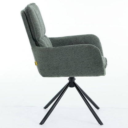 Forest Green Luxe Panel Stitch Swivel Chair with Metal Legs - The Furniture Warehouse