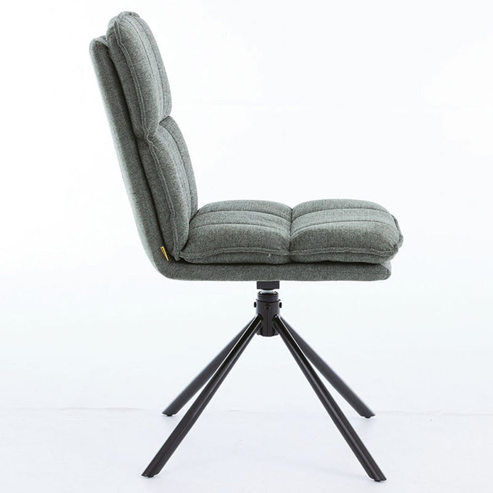 Forest Green Luxe Panel Stitch Swivel Chair with Metal Legs - The Furniture Warehouse
