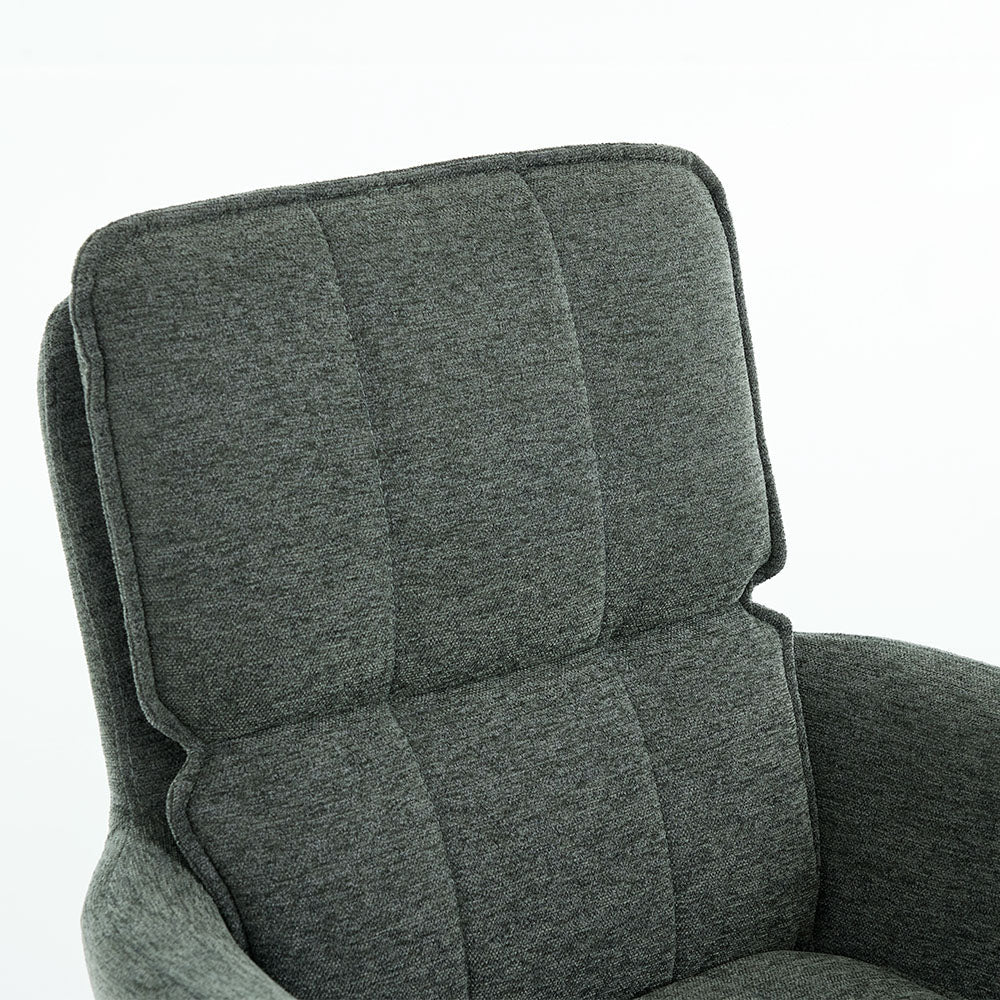 Forest Green Luxe Panel Stitch Swivel Chair with Wooden Legs - The Furniture Warehouse