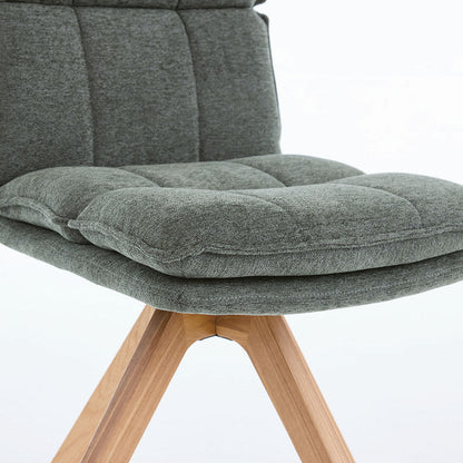 Forest Green Luxe Panel Stitch Swivel Chair with Wooden Legs - The Furniture Warehouse