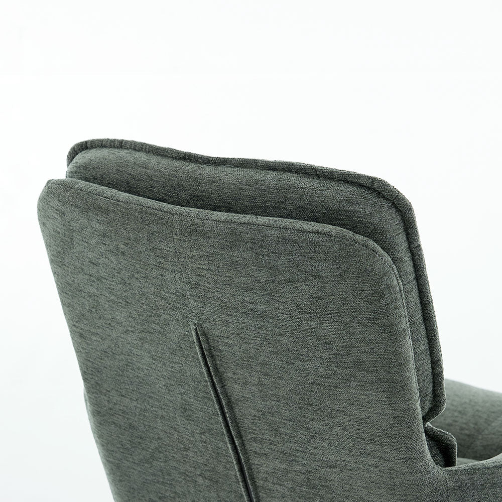 Forest Green Luxe Panel Stitch Swivel Chair with Wooden Legs - The Furniture Warehouse