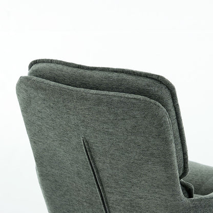 Forest Green Luxe Panel Stitch Swivel Chair with Wooden Legs - The Furniture Warehouse