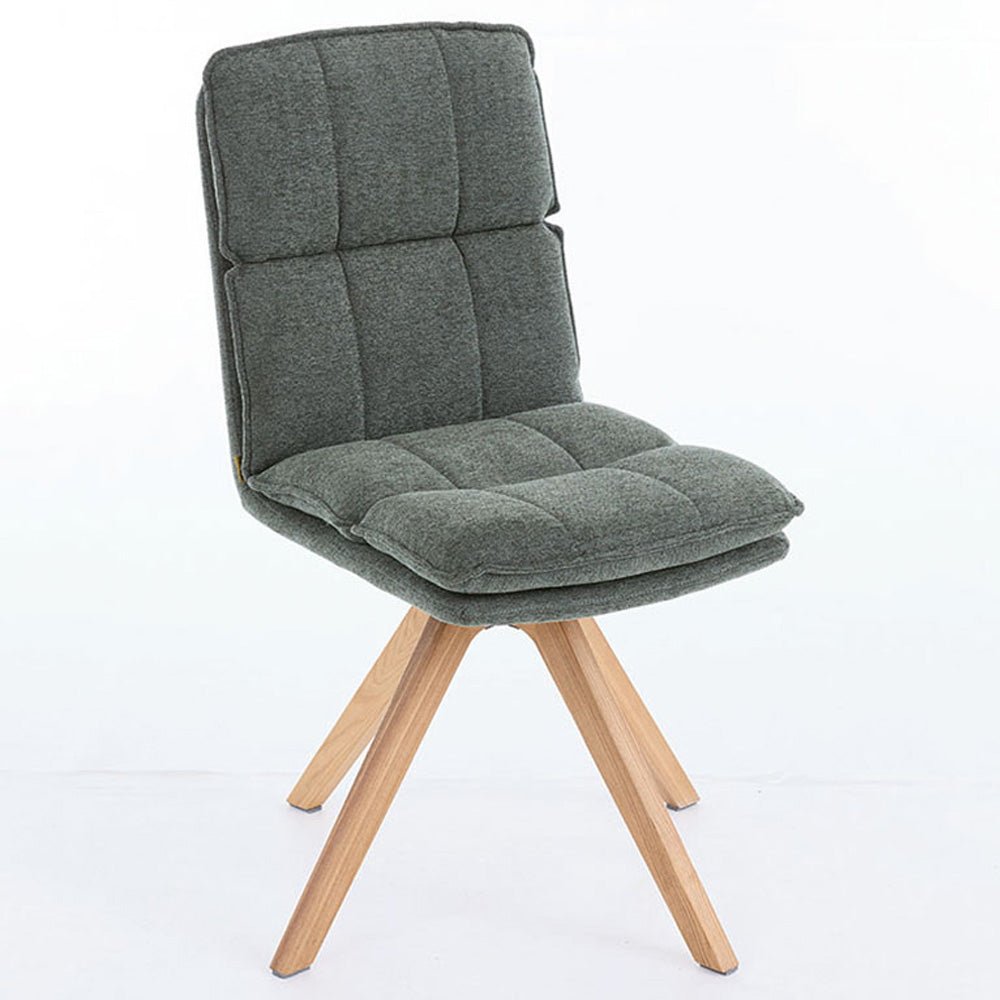 Forest Green Luxe Panel Stitch Swivel Chair with Wooden Legs - The Furniture Warehouse