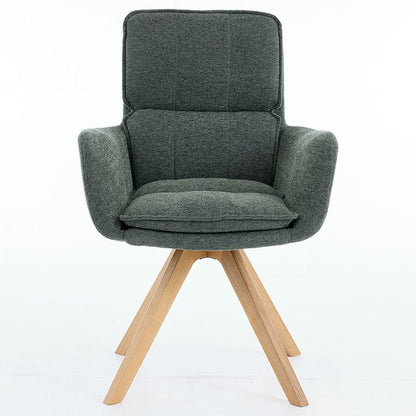 Forest Green Luxe Panel Stitch Swivel Chair with Wooden Legs - The Furniture Warehouse