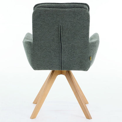 Forest Green Luxe Panel Stitch Swivel Chair with Wooden Legs - The Furniture Warehouse