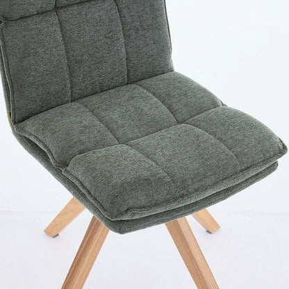 Forest Green Luxe Panel Stitch Swivel Chair with Wooden Legs - The Furniture Warehouse