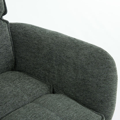Forest Green Luxe Panel Stitch Swivel Chair with Wooden Legs - The Furniture Warehouse